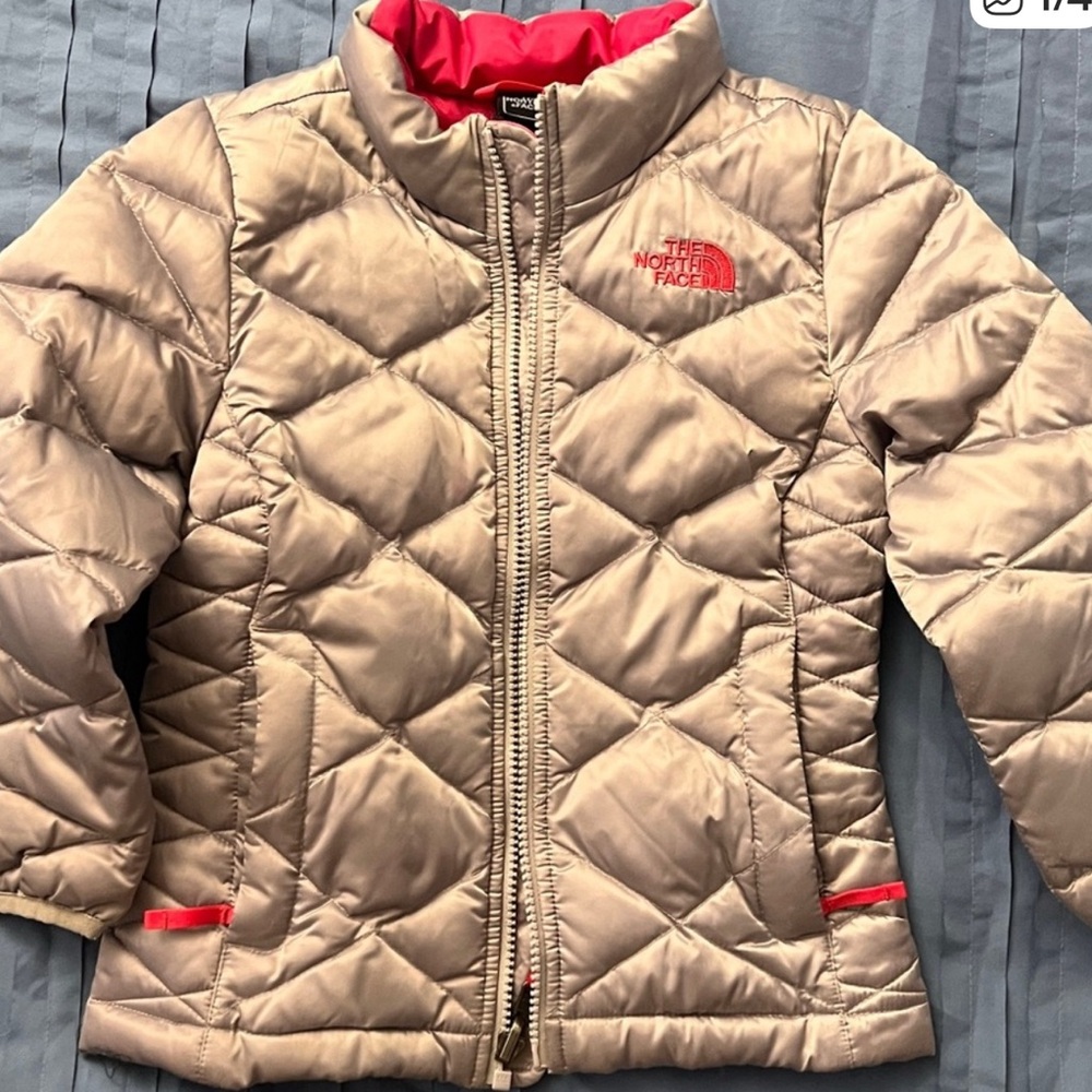 The North Face Kids' Silver and Pink Puffer Jacket